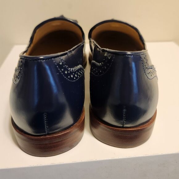 NWT Talbots Leighton Blue Polished Leather Tassel Brogue Loafers Sz.6.5 Ret $139 - Picture 6 of 9